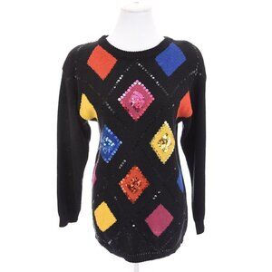 Vtg 80s Haberdashery Leslie Fay Womens "P" Sz XS Fun Sequin Sweater Tunic